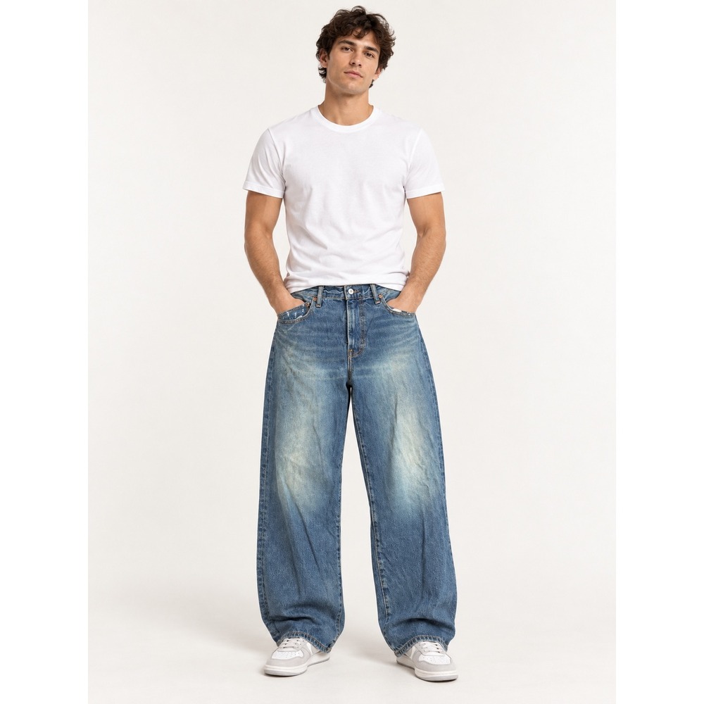 Abercrombie & Fitch Ultra Baggy Rigid Denim Jeans 30x30 Medium Wash Distressed